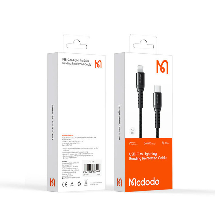 کابل تایپ سی به لایتنینگ فست شارژ 36 وات مک دودو CA-563 طول 1 متر