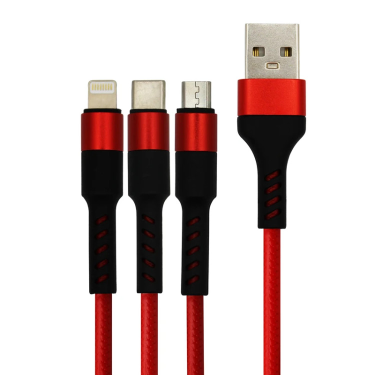 کابل پاور بانک / کابل تبدیل USB به لایتنینگ/ USB-C/ microUSB لیتانگ مدل LT-ET-08 طول 0.18 متر
